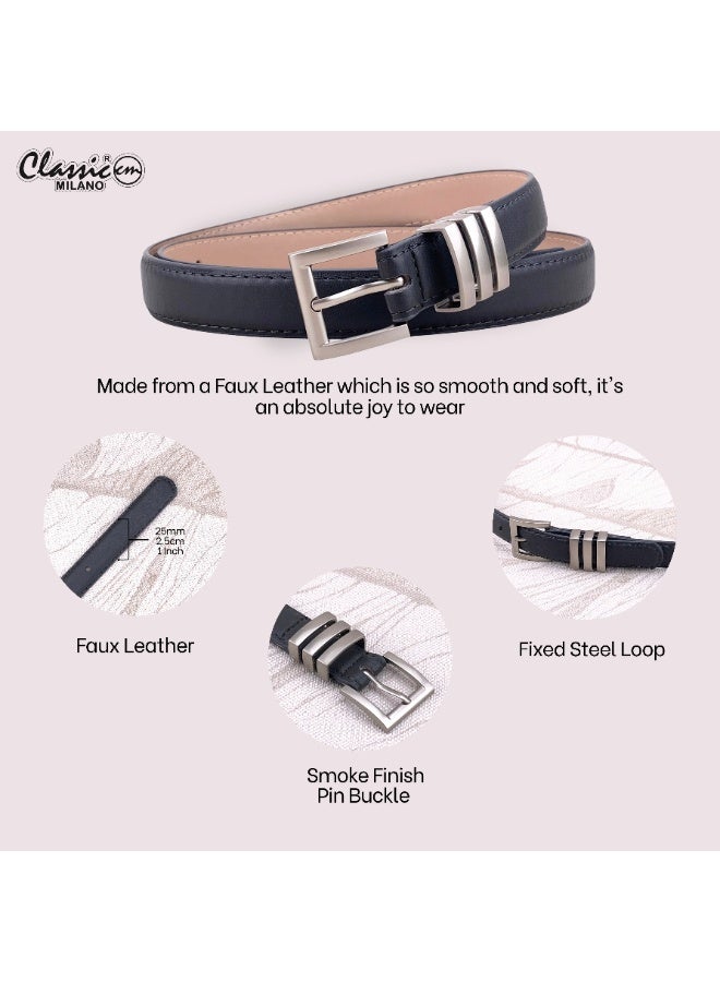 Classic Milano Women's Belt with Gift Box | Faux Leather Ladies Belt for Dresses, Jeans & Gowns | Stylish Womens Belt | Adjustable Girls Belt | Belt for Women with Elegant Buckle - Image 4